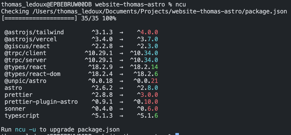 Screenshot of NCU command output